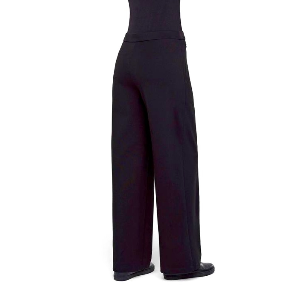 Sarah Pacini Chloe Black Stretch Wool Wide Leg Pants Size 2 (M)
